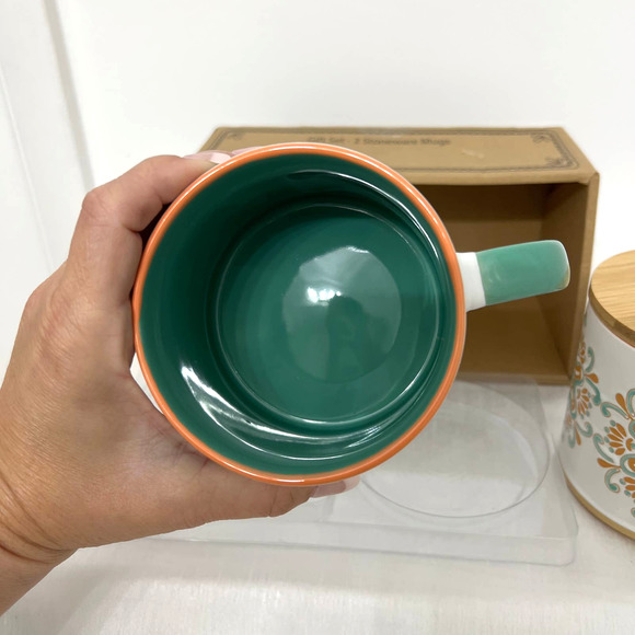 NWT Blue Sky Spectrum Designz terra cotta mug and canister, set of 2. - Picture 5 of 11